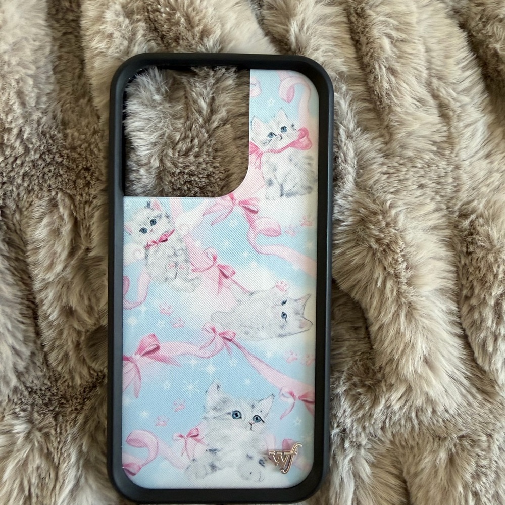 Charming Cat Design Phone Case - Black and Pink